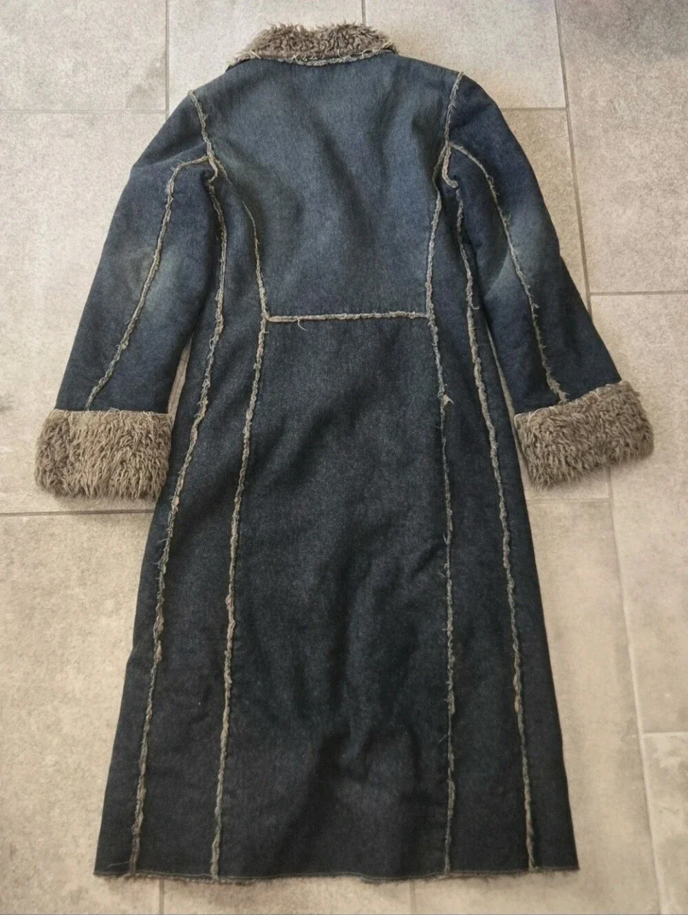 Next Denim Afghan Coat UK Sz 12 Penny Lane